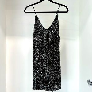 Lulus NWOT Black Sequin Mini Dress Size Medium M Lulu’s sexy Formal